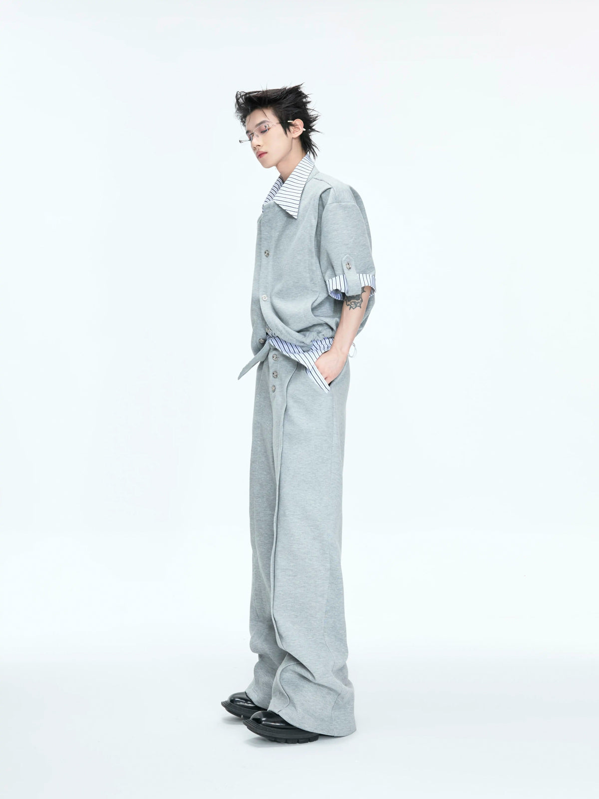 Argue Culture Layered Stripe Short-Sleeve Shirt Set - gallery view 3