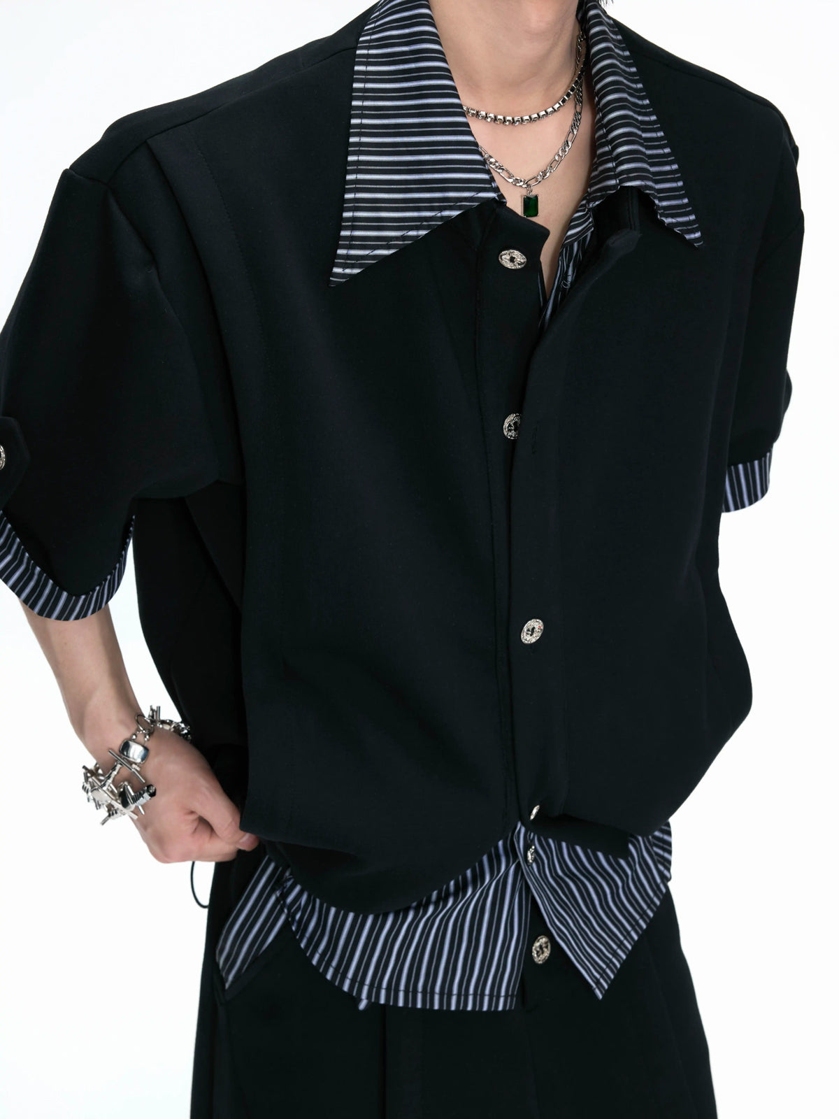 Argue Culture Layered Stripe Short-Sleeve Shirt Set - gallery view 4