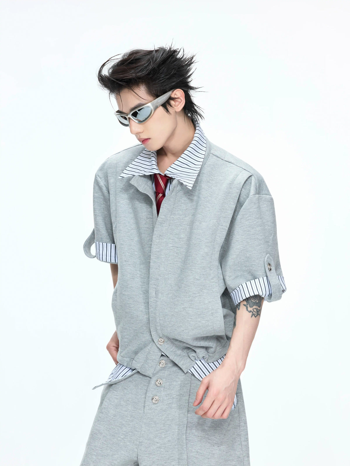 Argue Culture Layered Stripe Short-Sleeve Shirt Set - gallery view 5