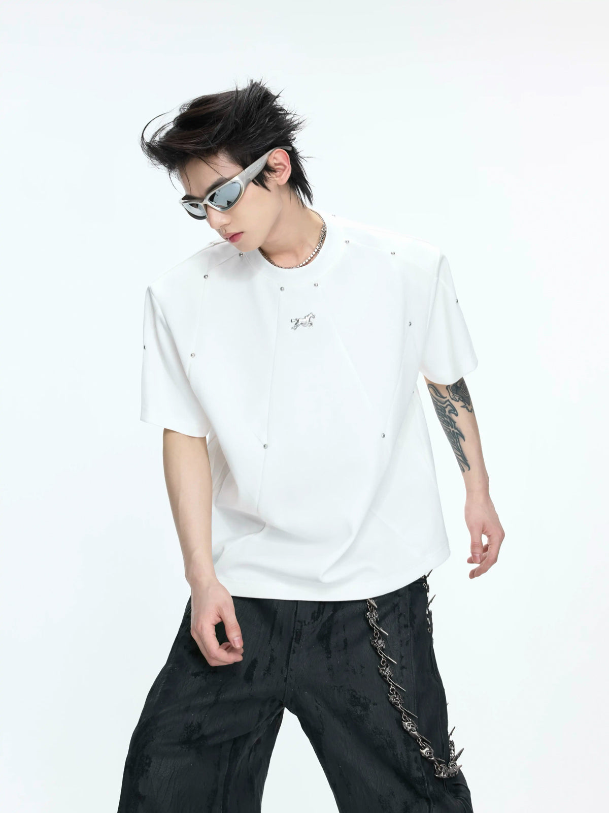 Argue Culture Studded Deconstructed Boxy T-Shirt - gallery view 2