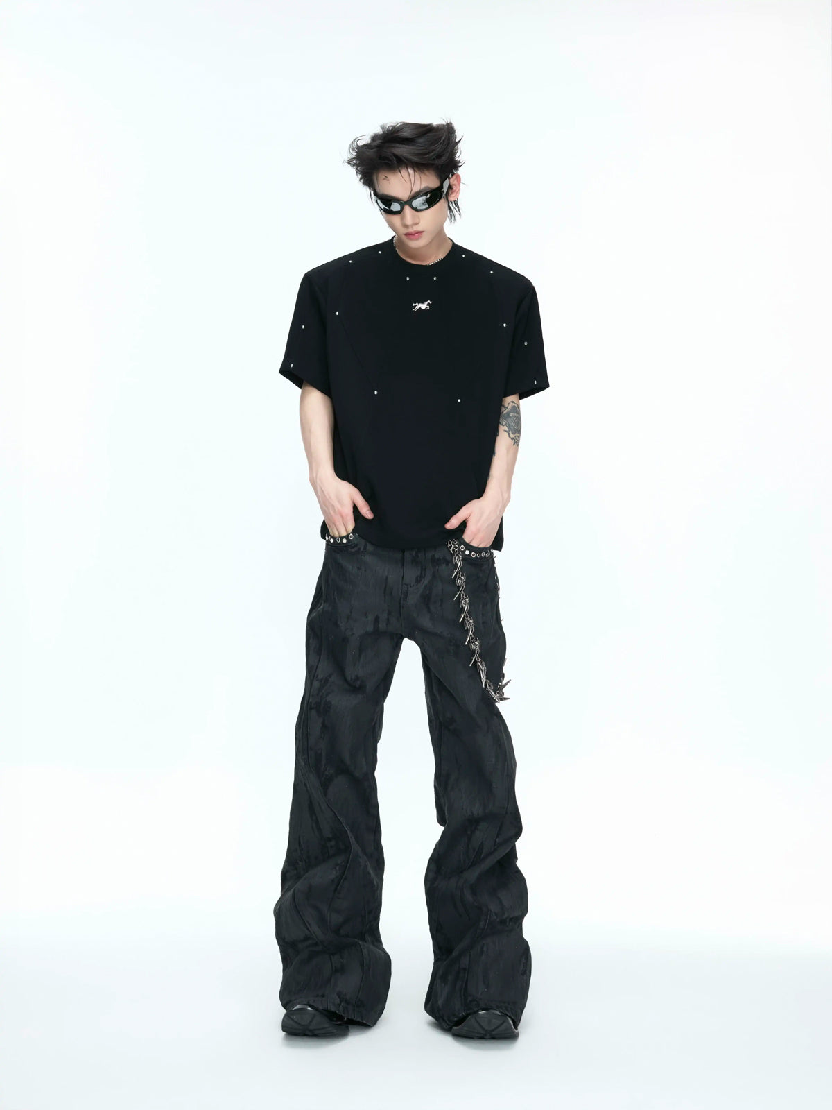 Argue Culture Studded Deconstructed Boxy T-Shirt - gallery view 3