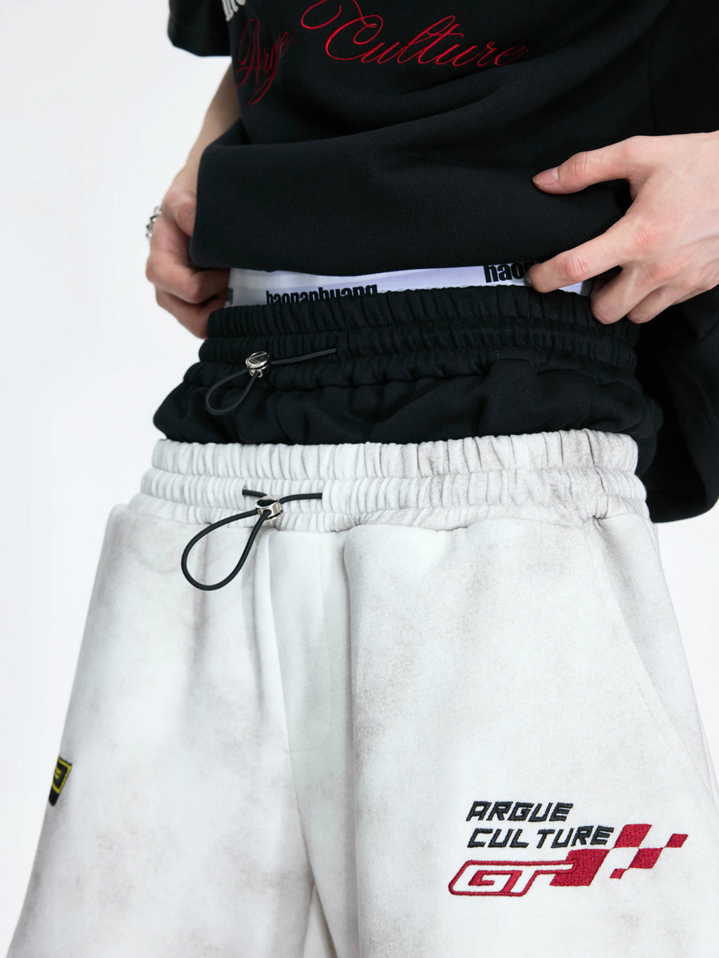 Argue Culture Double-Waist Embroidered Baggy Sweatpants - gallery view 6