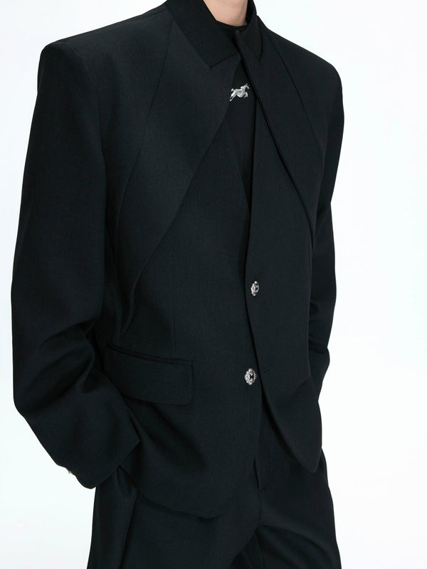 Argue Culture Layered V-Neck Waist-Shaped Blazer Set - gallery view 3