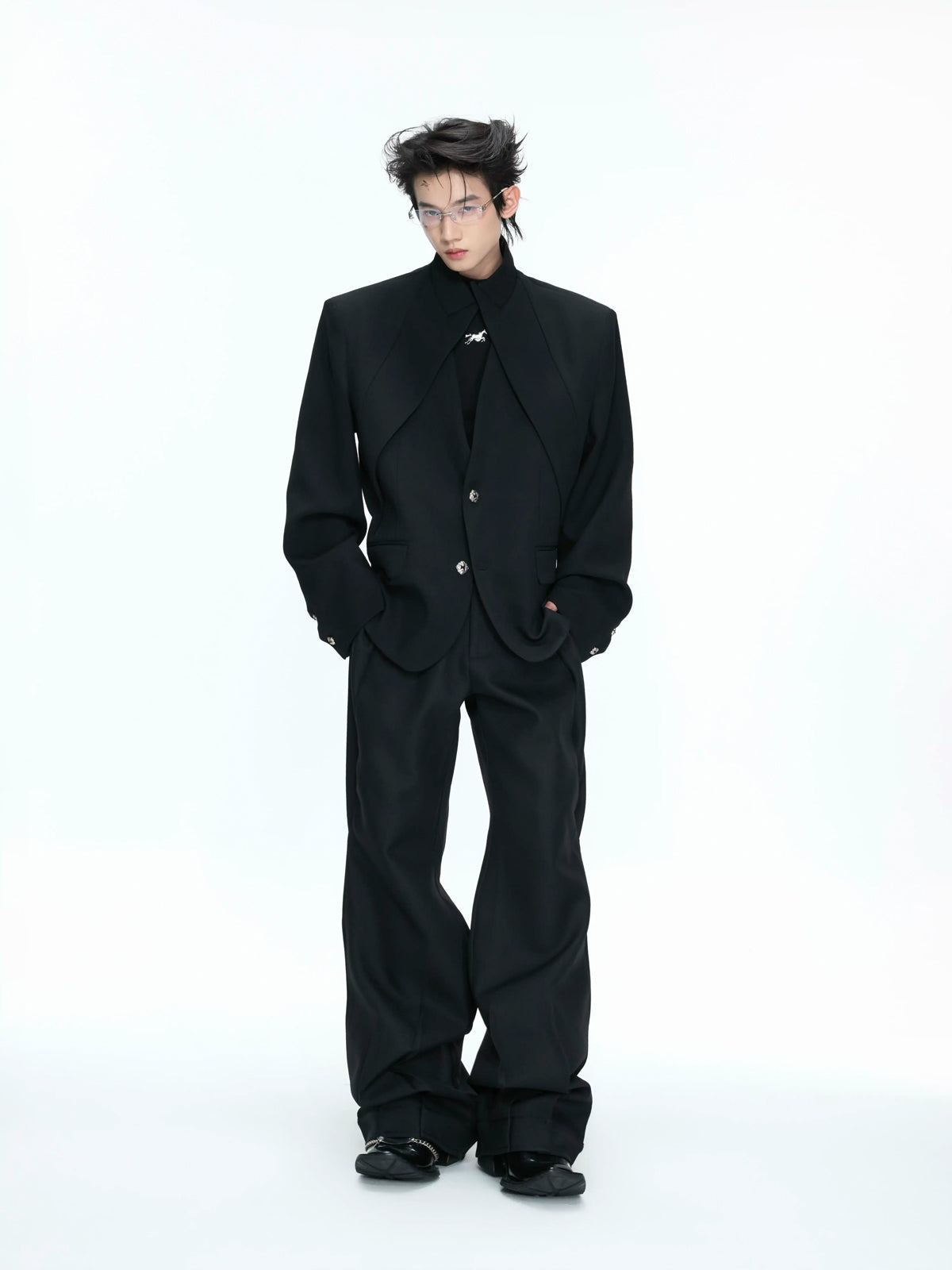 Argue Culture Layered V-Neck Waist-Shaped Blazer Set - gallery view 4