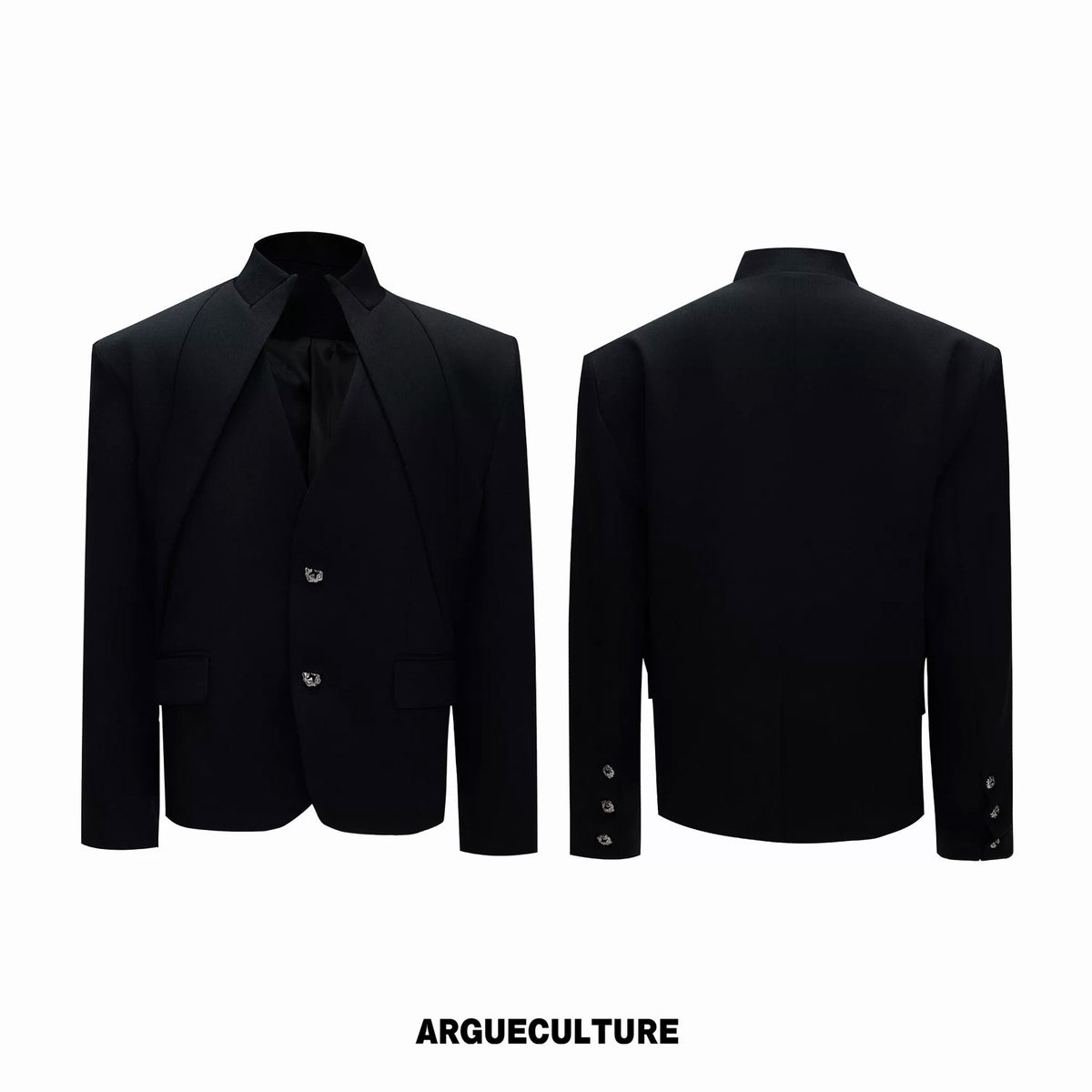 Argue Culture Layered V-Neck Waist-Shaped Blazer Set - color view 8