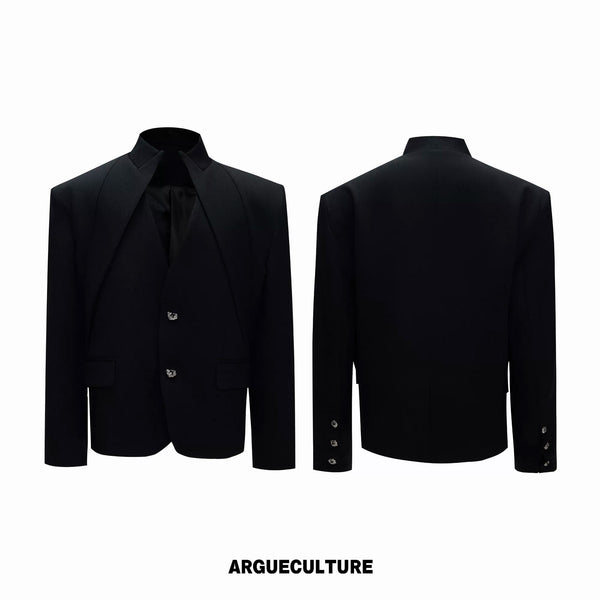 Argue Culture Layered V-Neck Waist-Shaped Blazer Set - color view 8