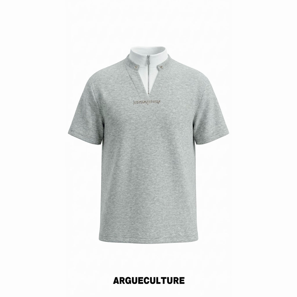 Argue Culture Layered Contrast-Collar Boxy T-Shirt - color view 8