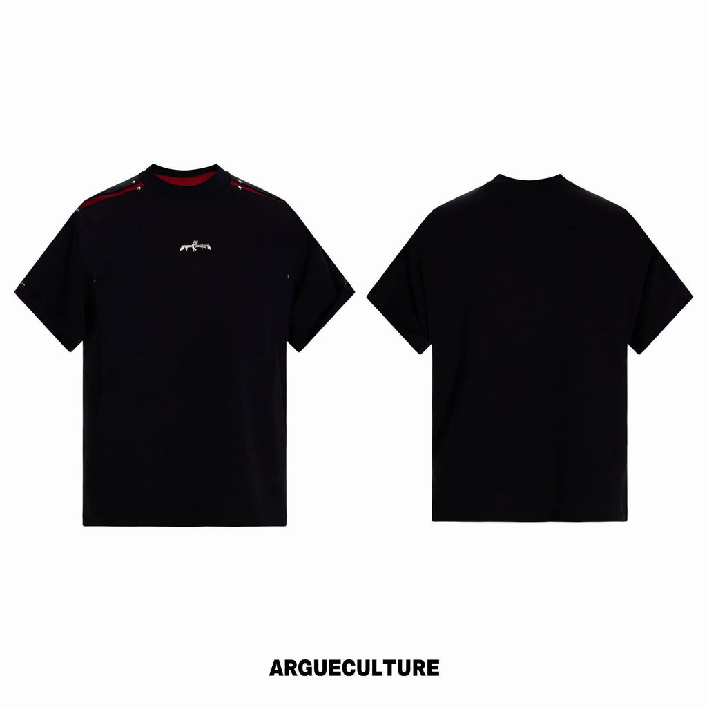 Argue Culture Contrast-Panel Structured-Sleeve T-Shirt - color view 7