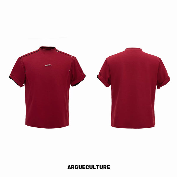 Argue Culture Contrast-Panel Structured-Sleeve T-Shirt - color view 9