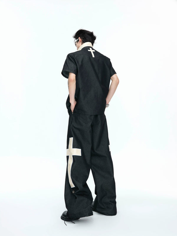 Argue Culture Double-Breasted Contrast-Collar Polo Set - gallery view 2
