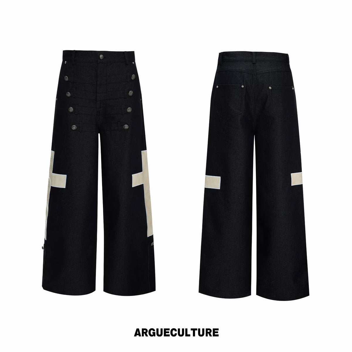 Argue Culture Double-Breasted Contrast-Collar Polo Set - color view 8