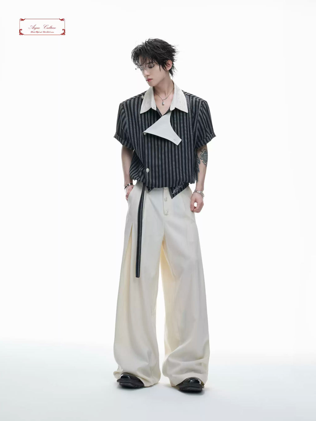 Argue Culture Embroidered Jacquard Wide-Leg Pants - gallery view 3