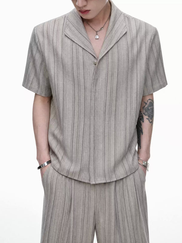 Argue Culture Cuban-Collar Stripe Shirt and Pants Set - gallery view 3