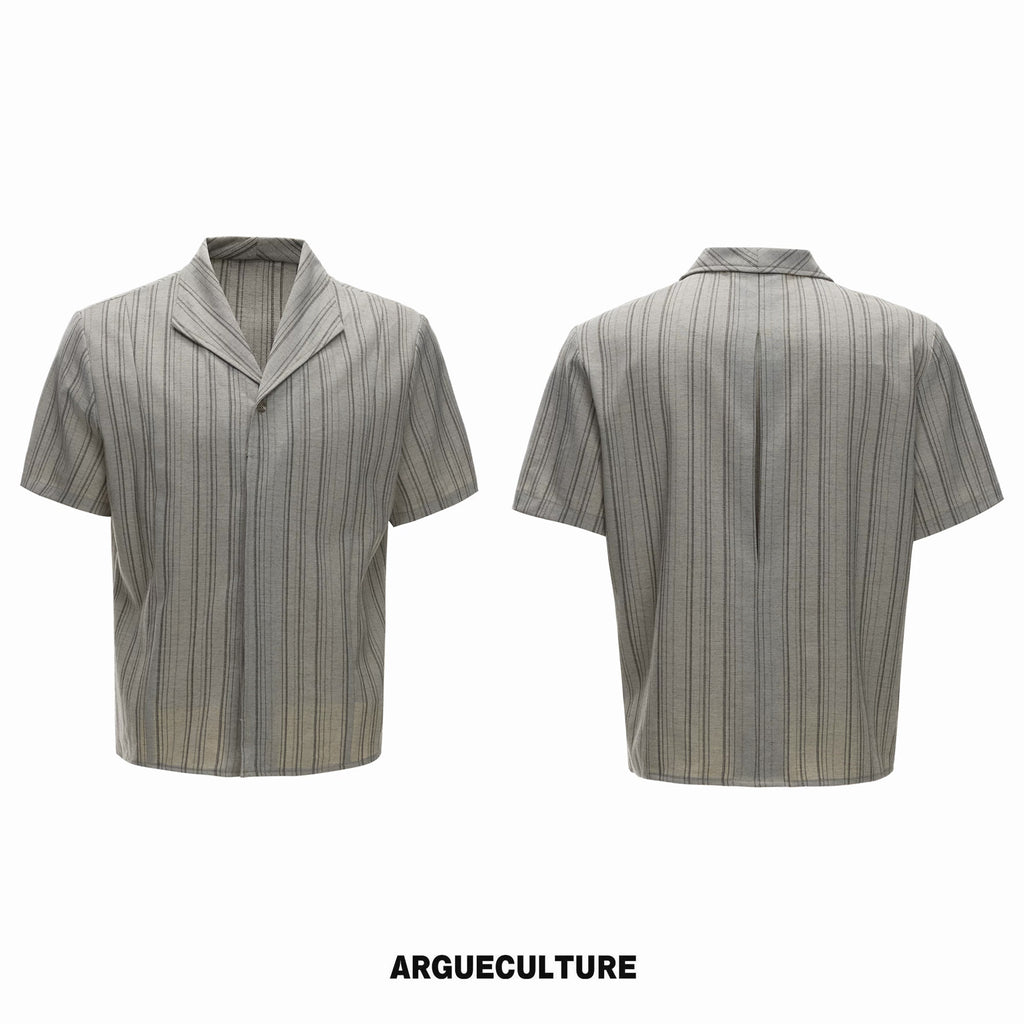 Argue Culture Cuban-Collar Stripe Shirt and Pants Set - color view 7