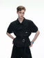 Argue Culture Asymmetric Tie-Waist Stripe Shirt - gallery view 2