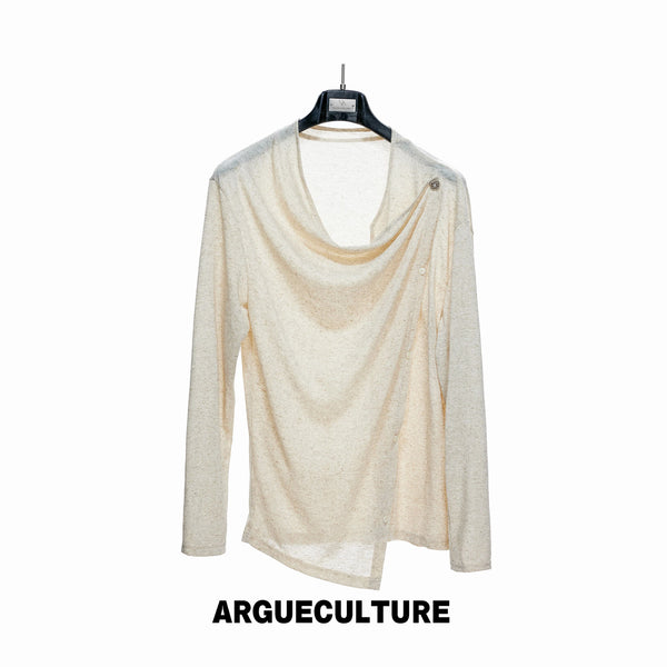 Argue Culture Asymmetric-Button Textured Long-Sleeve Top - color view 7