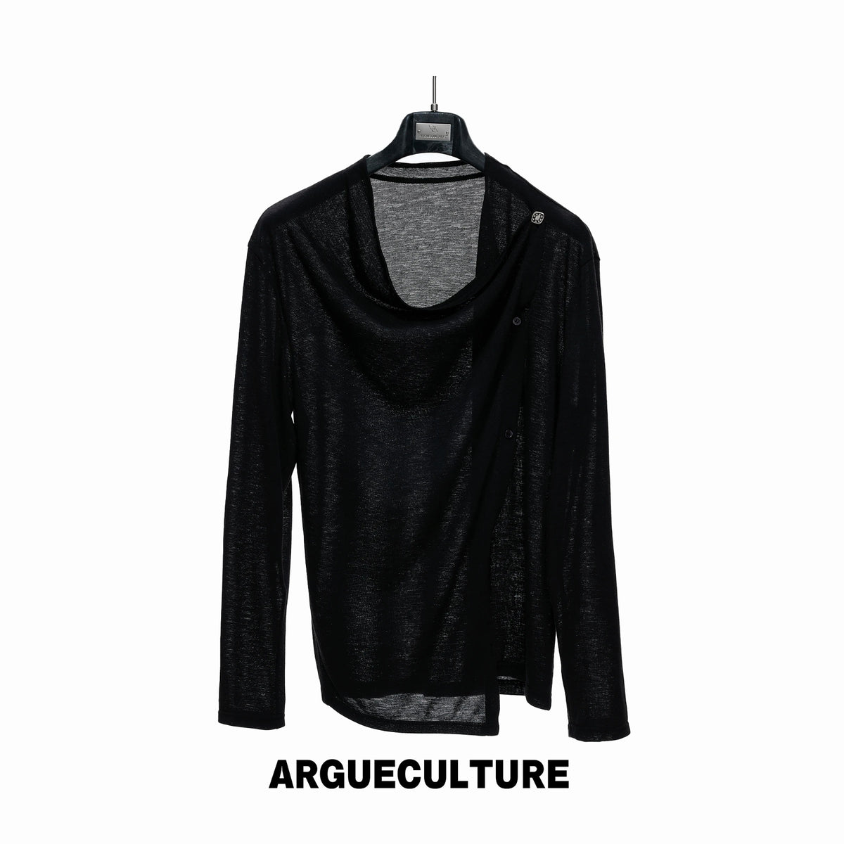 Argue Culture Asymmetric-Button Textured Long-Sleeve Top - color view 8
