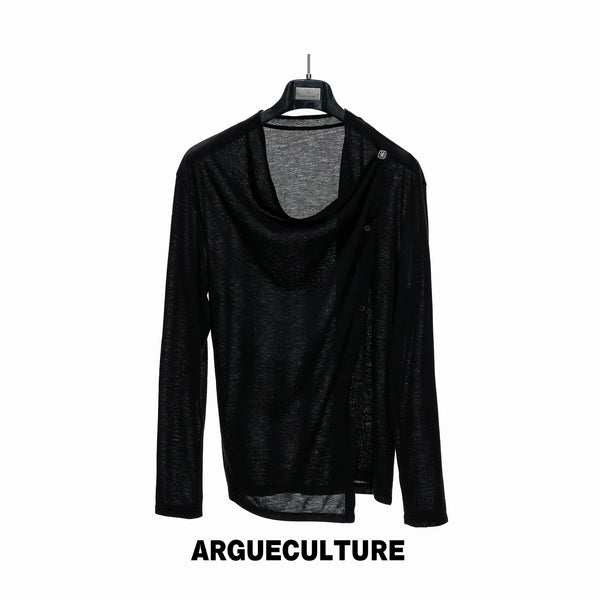 Argue Culture Asymmetric-Button Textured Long-Sleeve Top - color view 8