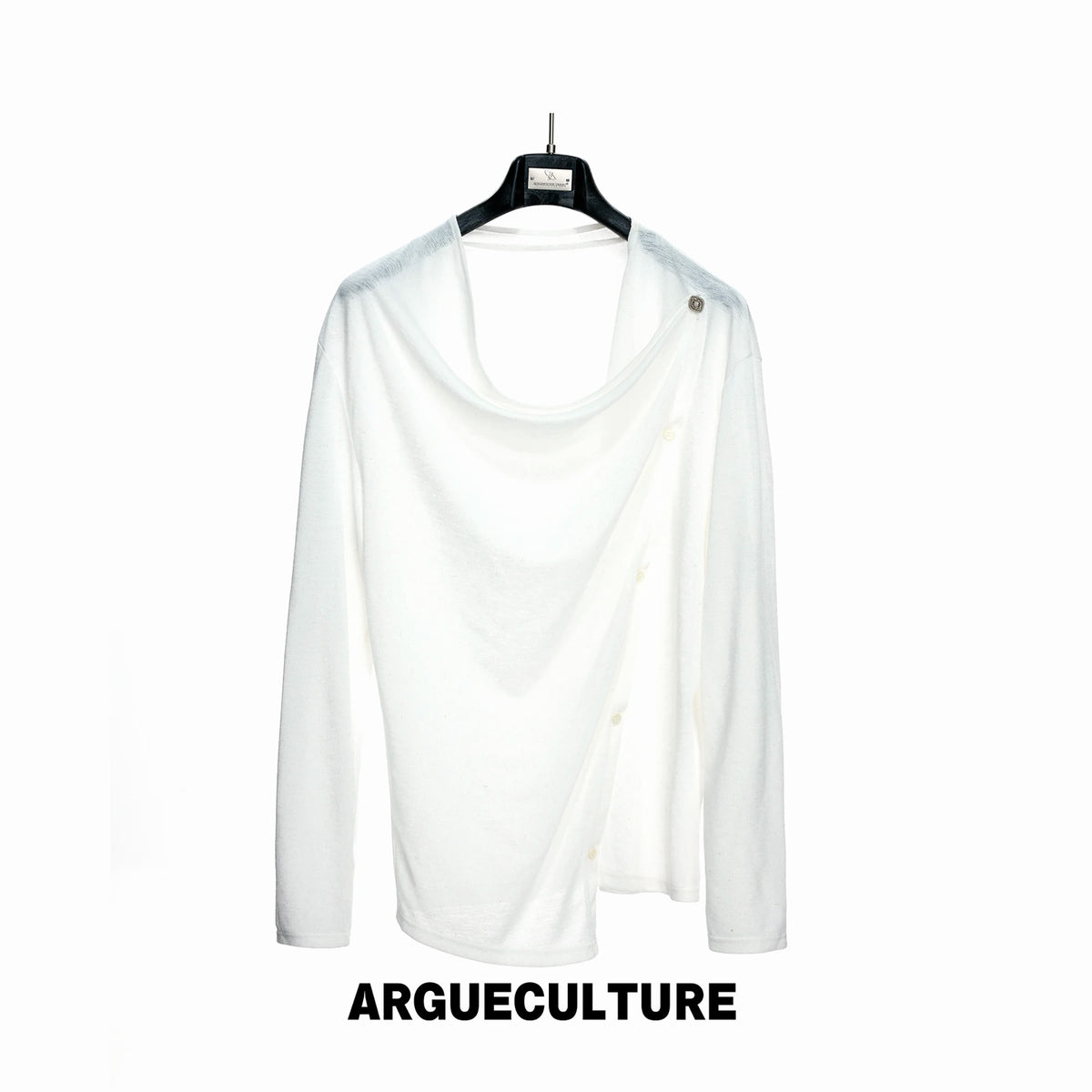 Argue Culture Asymmetric-Button Textured Long-Sleeve Top - color view 9