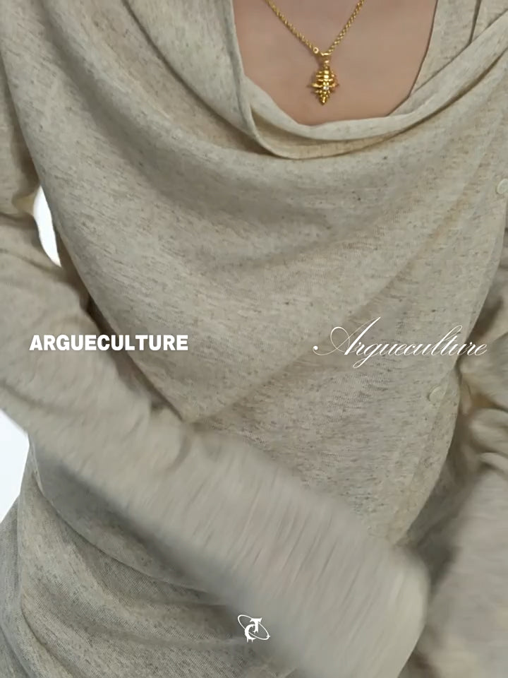 Argue Culture Asymmetric-Button Textured Long-Sleeve Top - product detail view 1