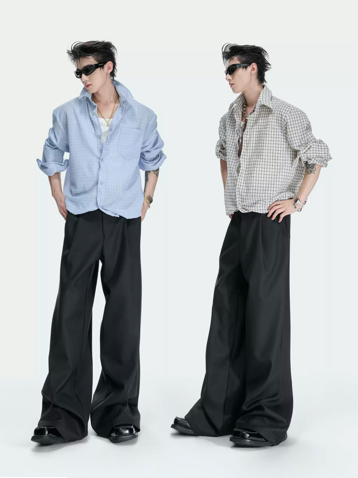 Argue Culture Drawstring-Hem Textured Check Shirt - gallery view 5