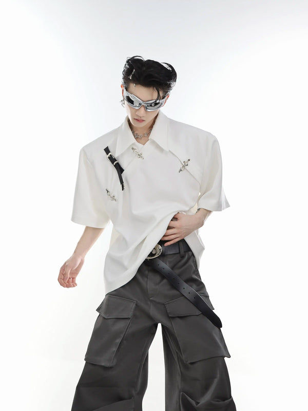 Argue Culture Buckled Padded-Shoulder Polo Shirt - gallery view 3