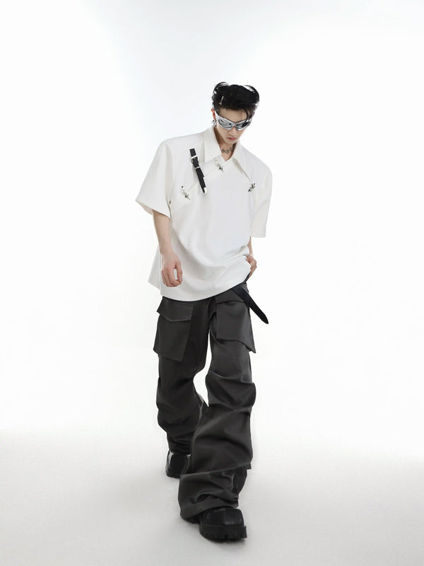 Argue Culture Buckled Padded-Shoulder Polo Shirt - gallery view 5