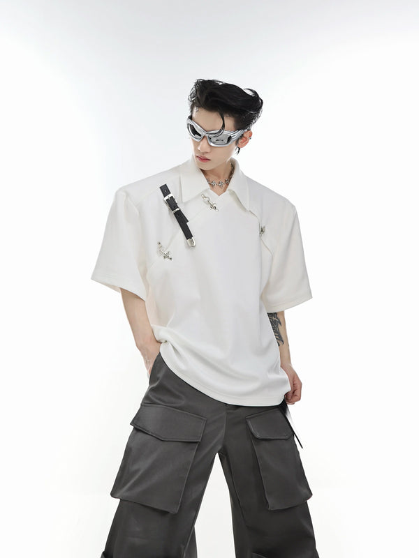 Argue Culture Buckled Padded-Shoulder Polo Shirt - color view 7