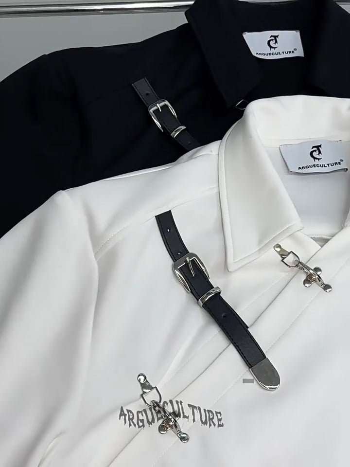Argue Culture Buckled Padded-Shoulder Polo Shirt - product detail view 1