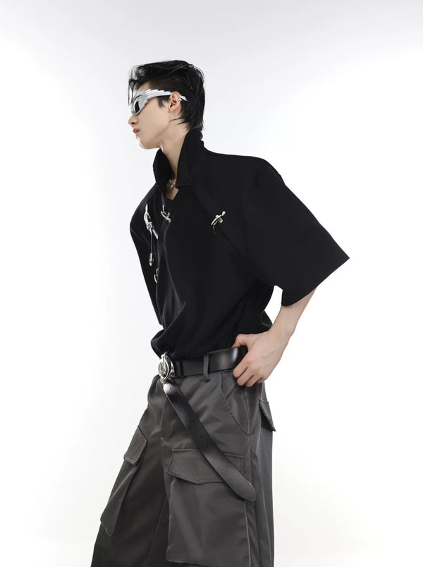 Argue Culture Buckled Padded-Shoulder Polo Shirt - product detail view 7