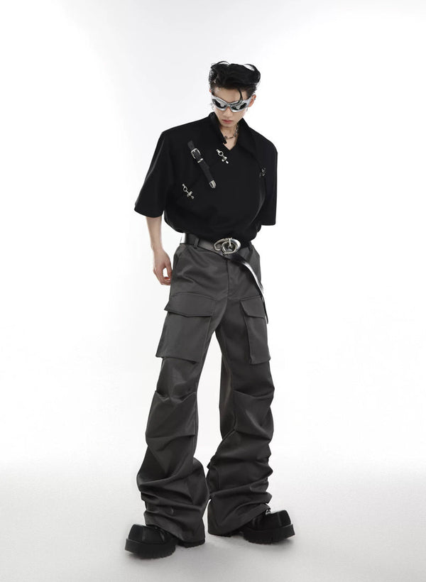 Argue Culture Buckled Padded-Shoulder Polo Shirt - product detail view 12