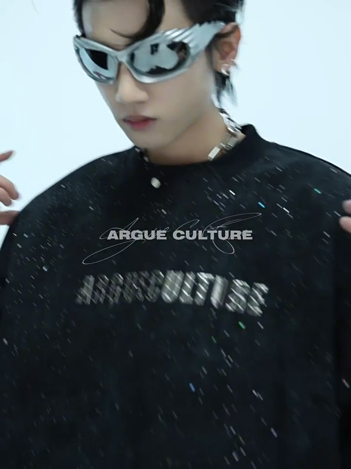 Argue Culture Shimmer Graphic Padded-Shoulder T-Shirt - product detail view 1