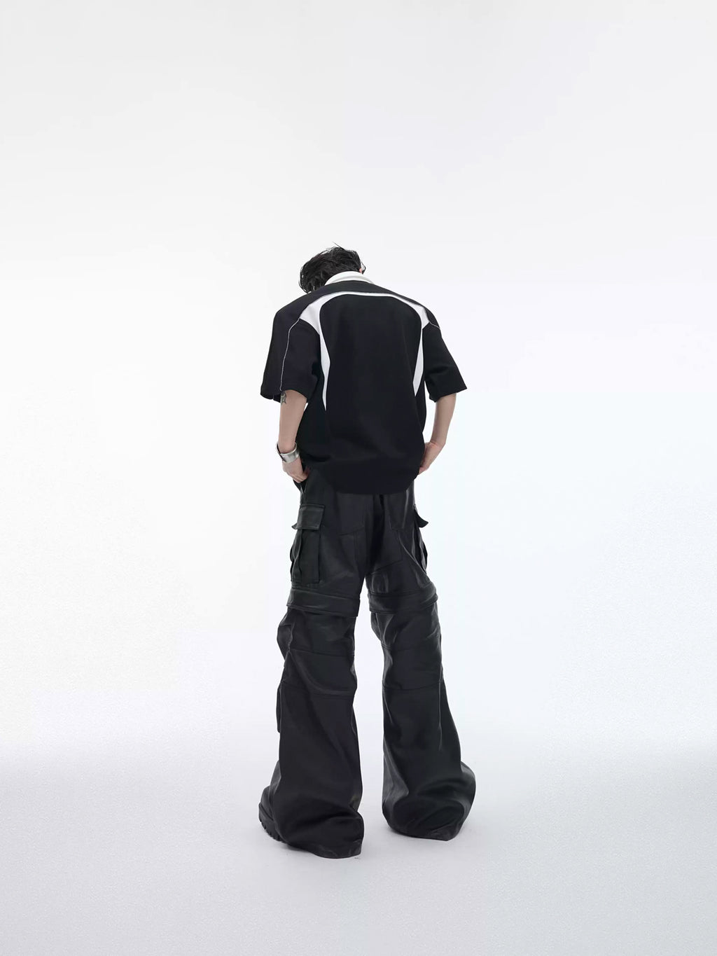 Argue Culture Contrast-Panel Padded-Shoulder Polo Shirt - gallery view 3