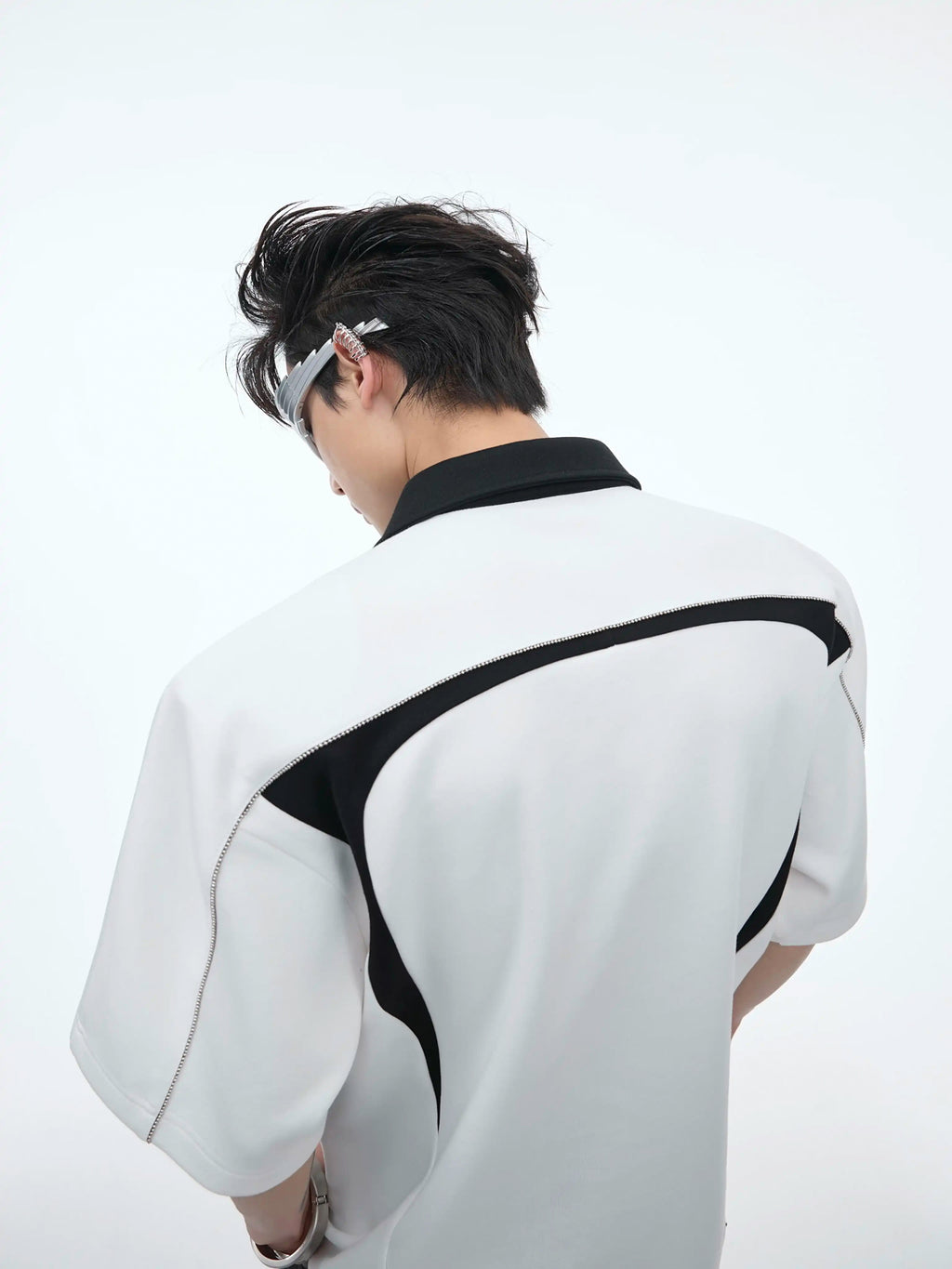 Argue Culture Contrast-Panel Padded-Shoulder Polo Shirt - gallery view 4