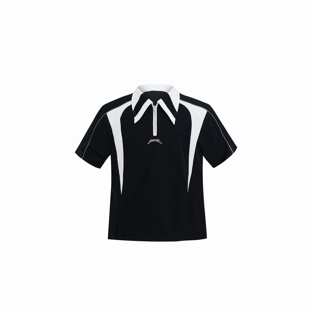Argue Culture Contrast-Panel Padded-Shoulder Polo Shirt - color view 7