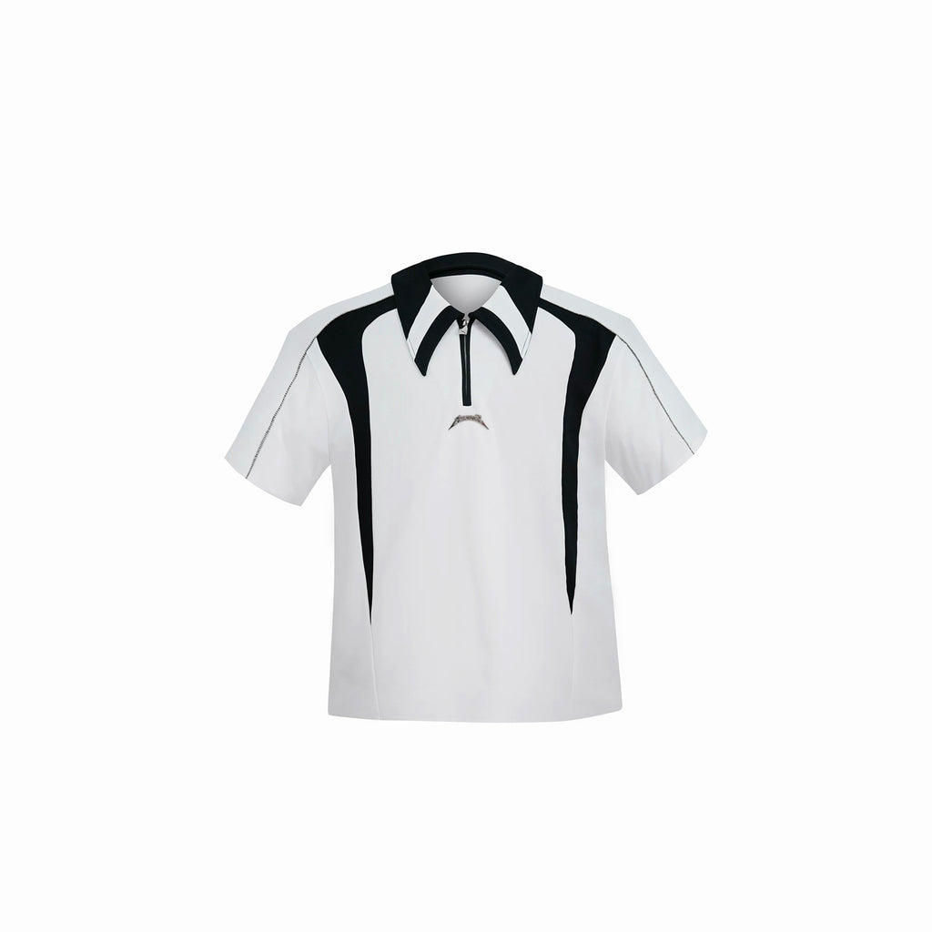 Argue Culture Contrast-Panel Padded-Shoulder Polo Shirt - color view 8