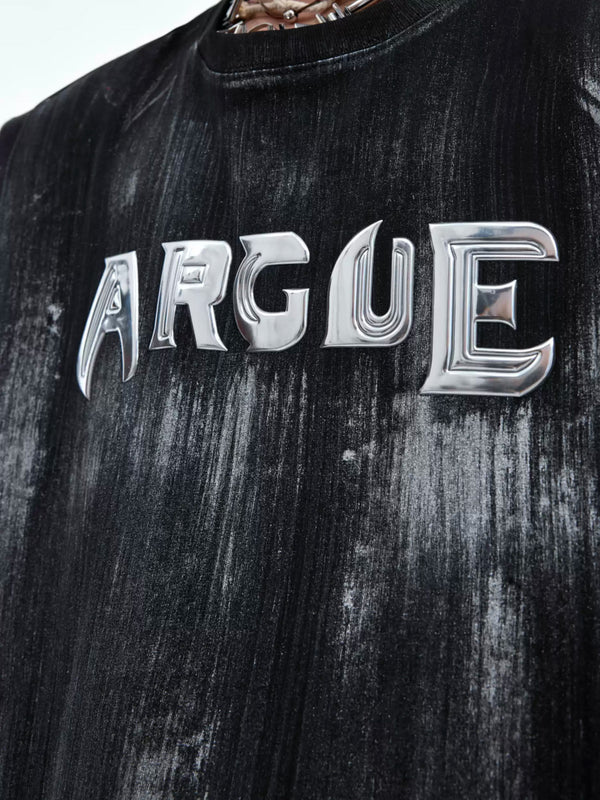 Argue Culture Silver-Finish Logo Padded-Shoulder T-Shirt - gallery view 3
