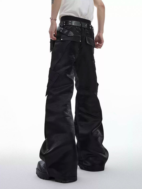Argue Culture Liquid-Finish Buckled Flared Pants - gallery view 4