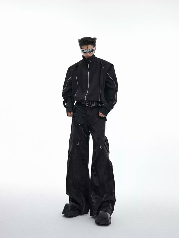 Argue Culture Liquid-Finish Buckled Flared Pants - gallery view 6