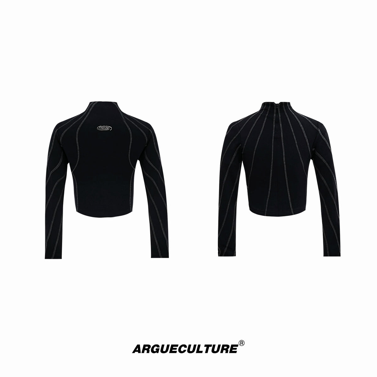 Argue Culture Contrast-Stitch Metal-Detail Mock-Neck Top - color view 8