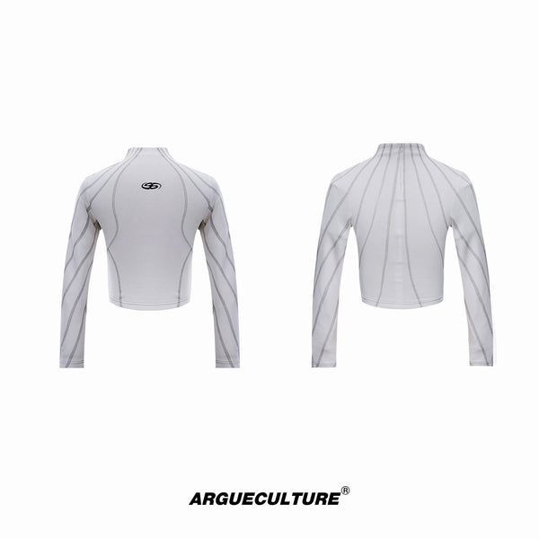Argue Culture Contrast-Stitch Metal-Detail Mock-Neck Top - color view 9