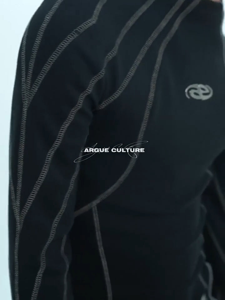Argue Culture Contrast-Stitch Metal-Detail Mock-Neck Top - product detail view 1