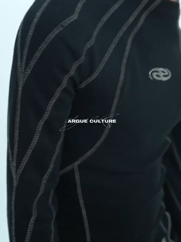 Argue Culture Contrast-Stitch Metal-Detail Mock-Neck Top - product detail view 1