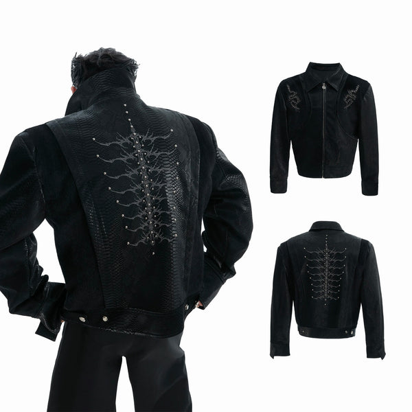 Argue Culture Studded Snake-Embroidered Jacket - color view 8
