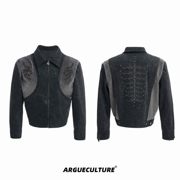 Argue Culture Studded Snake-Embroidered Jacket - color view 9