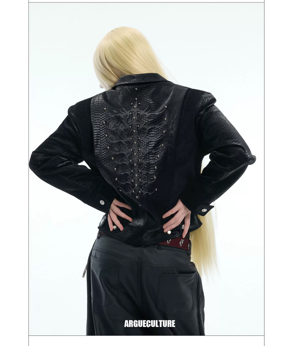 Argue Culture Studded Snake-Embroidered Jacket - product detail view 2