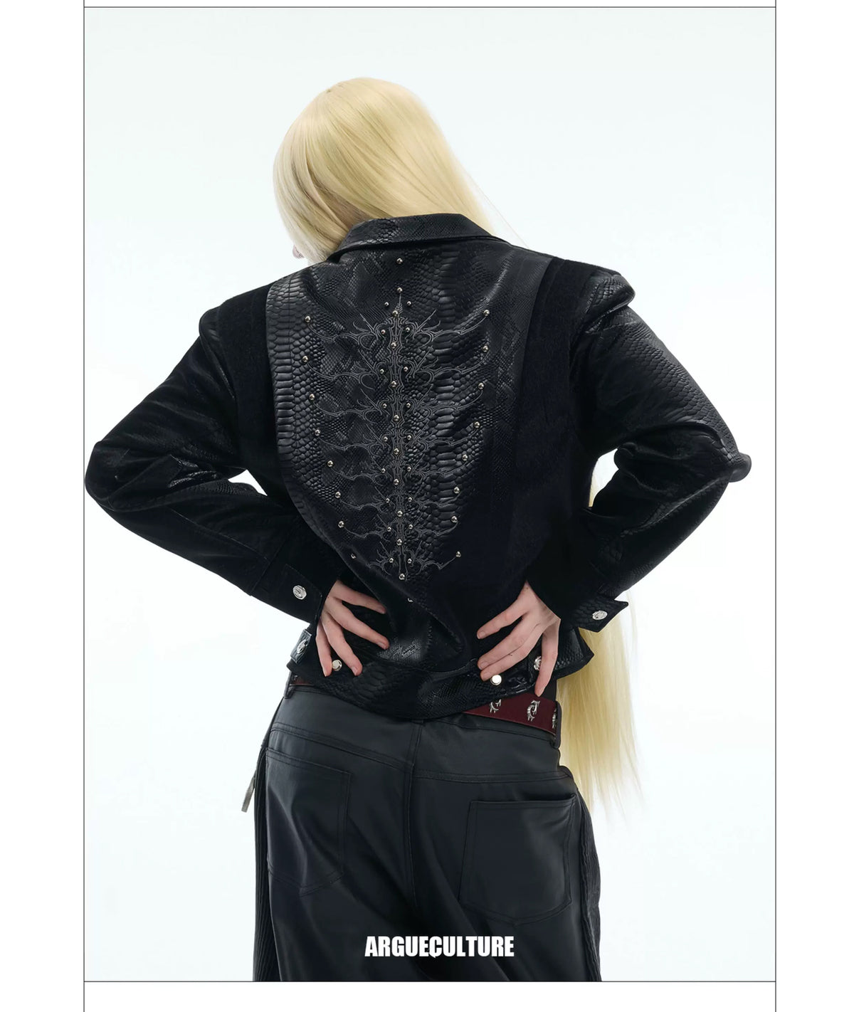 Argue Culture Studded Snake-Embroidered Jacket - product detail view 2