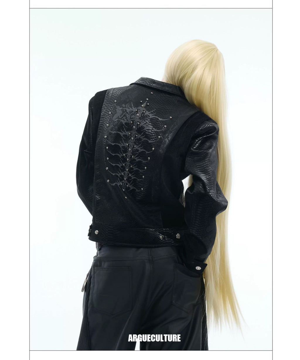 Argue Culture Studded Snake-Embroidered Jacket - product detail view 3