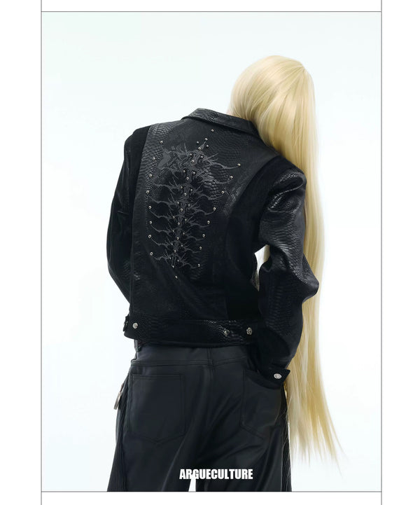 Argue Culture Studded Snake-Embroidered Jacket - product detail view 3