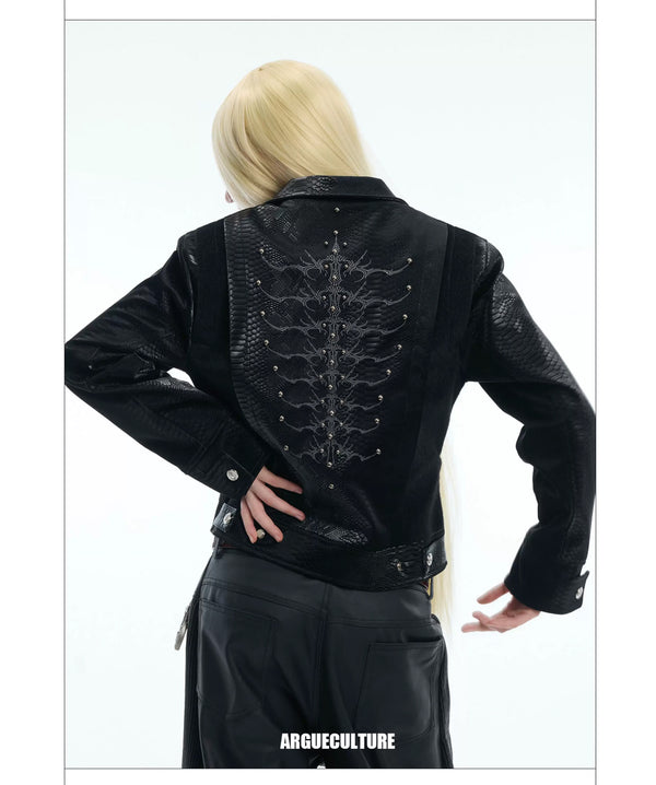 Argue Culture Studded Snake-Embroidered Jacket - product detail view 4